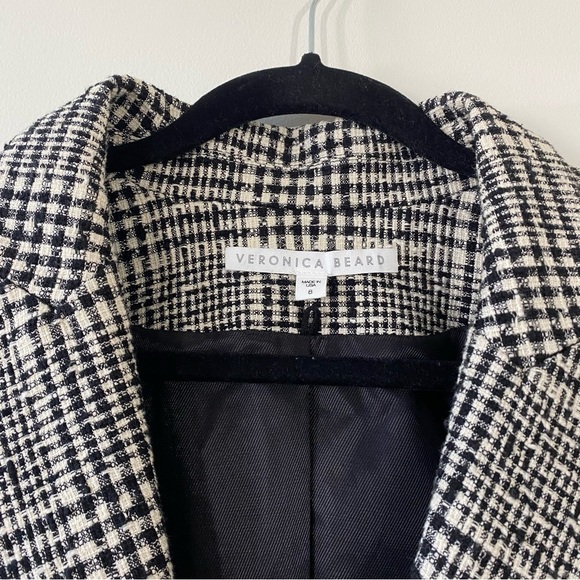 Veronica Beard Rhett Dickey Single Button Tweed Black White Blazer Jacket Sz 8 - Picture 4 of 5